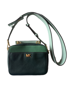 Michael Kors Pebbled Leather Mini Mott Guitar Strap Crossbody Bag Kelly Green MK
